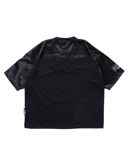 SQNZ FOOTBALL CLUB T-SHIRTS / ゲームシャツ 半袖 ブロークコア Vネック 刺繍 ブラック