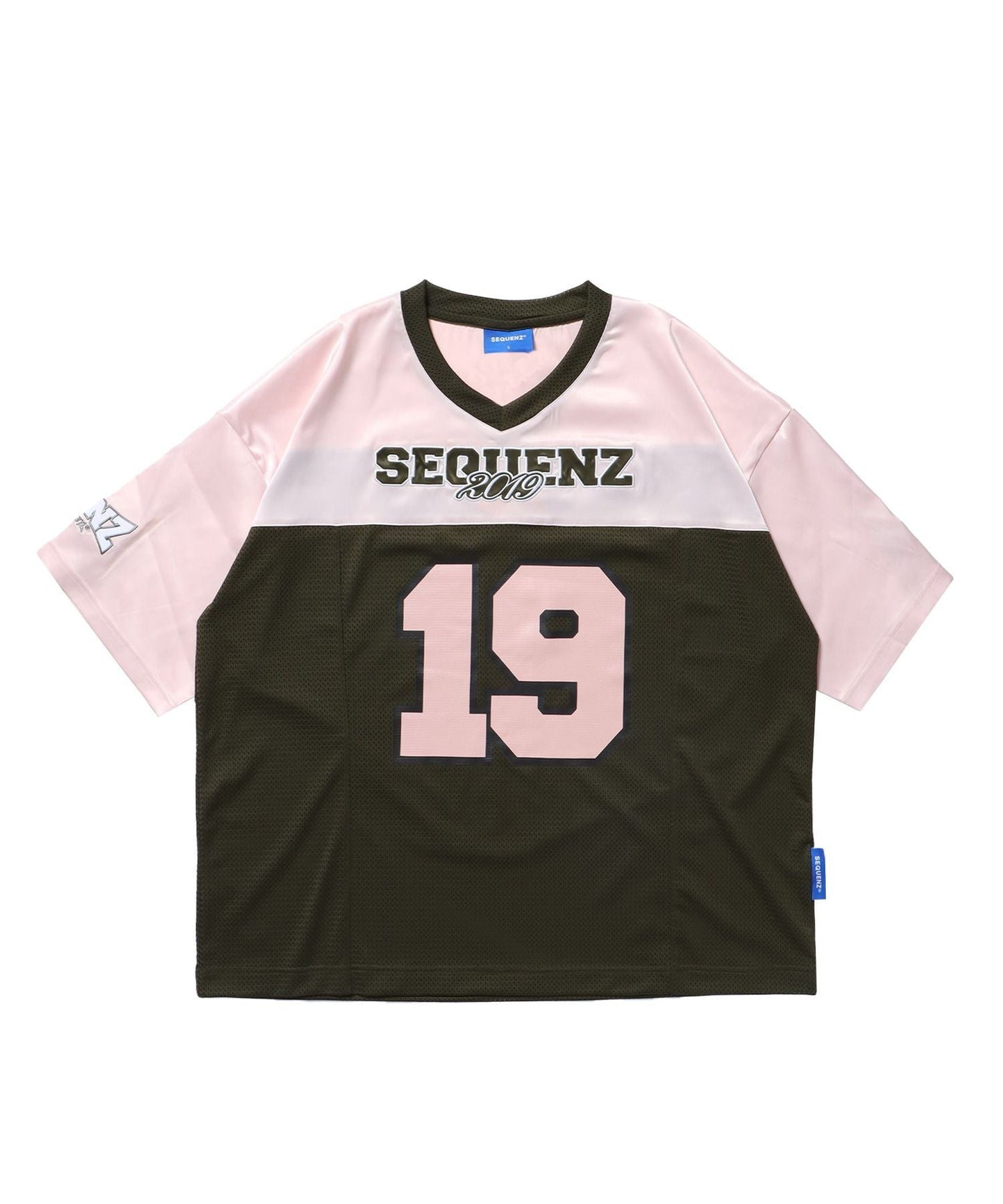 SQNZ FOOTBALL CLUB T-SHIRTS / ゲームシャツ 半袖 ブロークコア Vネック 刺繍 カーキ