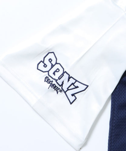 SQNZ FOOTBALL CLUB T-SHIRTS / ゲームシャツ 半袖 ブロークコア Vネック 刺繍 ネイビー