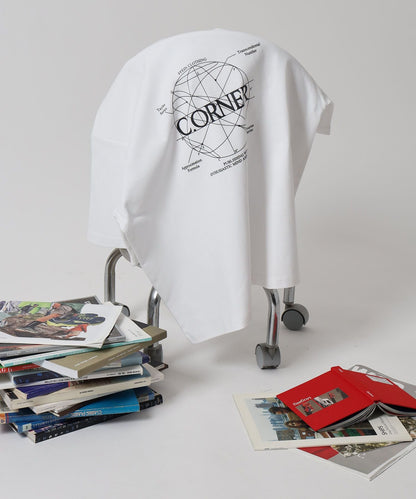 サークルアート線画プリントTシャツ / 男女兼用 レギュラーサイズ ワンポイント シンプル アートT ホワイト