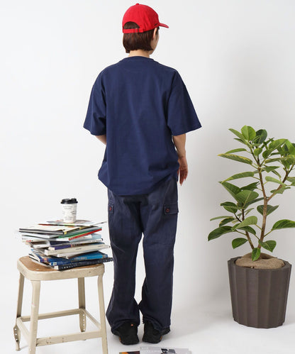 サークルアート線画プリントTシャツ / 男女兼用 レギュラーサイズ ワンポイント シンプル アートT ネイビー