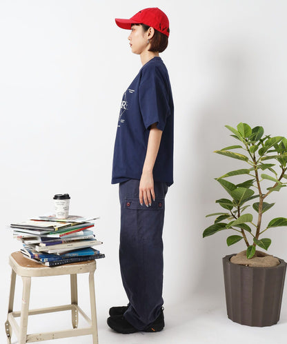 サークルアート線画プリントTシャツ / 男女兼用 レギュラーサイズ ワンポイント シンプル アートT ネイビー