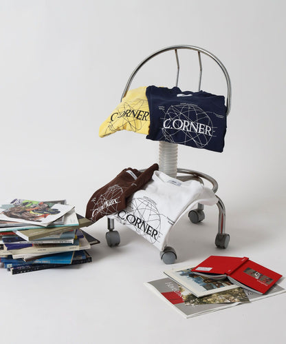 サークルアート線画プリントTシャツ / 男女兼用 レギュラーサイズ ワンポイント シンプル アートT ネイビー