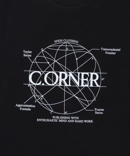 サークルアート線画プリントTシャツ / 男女兼用 レギュラーサイズ ワンポイント シンプル アートT ブラック