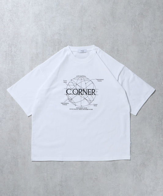 サークルアート線画プリントTシャツ / 男女兼用 レギュラーサイズ ワンポイント シンプル アートT ホワイト