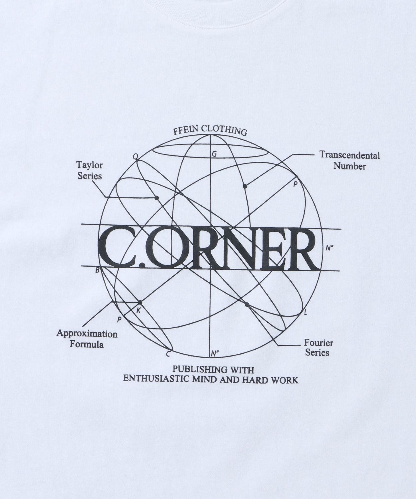 サークルアート線画プリントTシャツ / 男女兼用 レギュラーサイズ ワンポイント シンプル アートT ホワイト