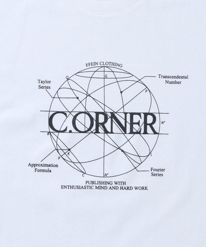 サークルアート線画プリントTシャツ / 男女兼用 レギュラーサイズ ワンポイント シンプル アートT ホワイト