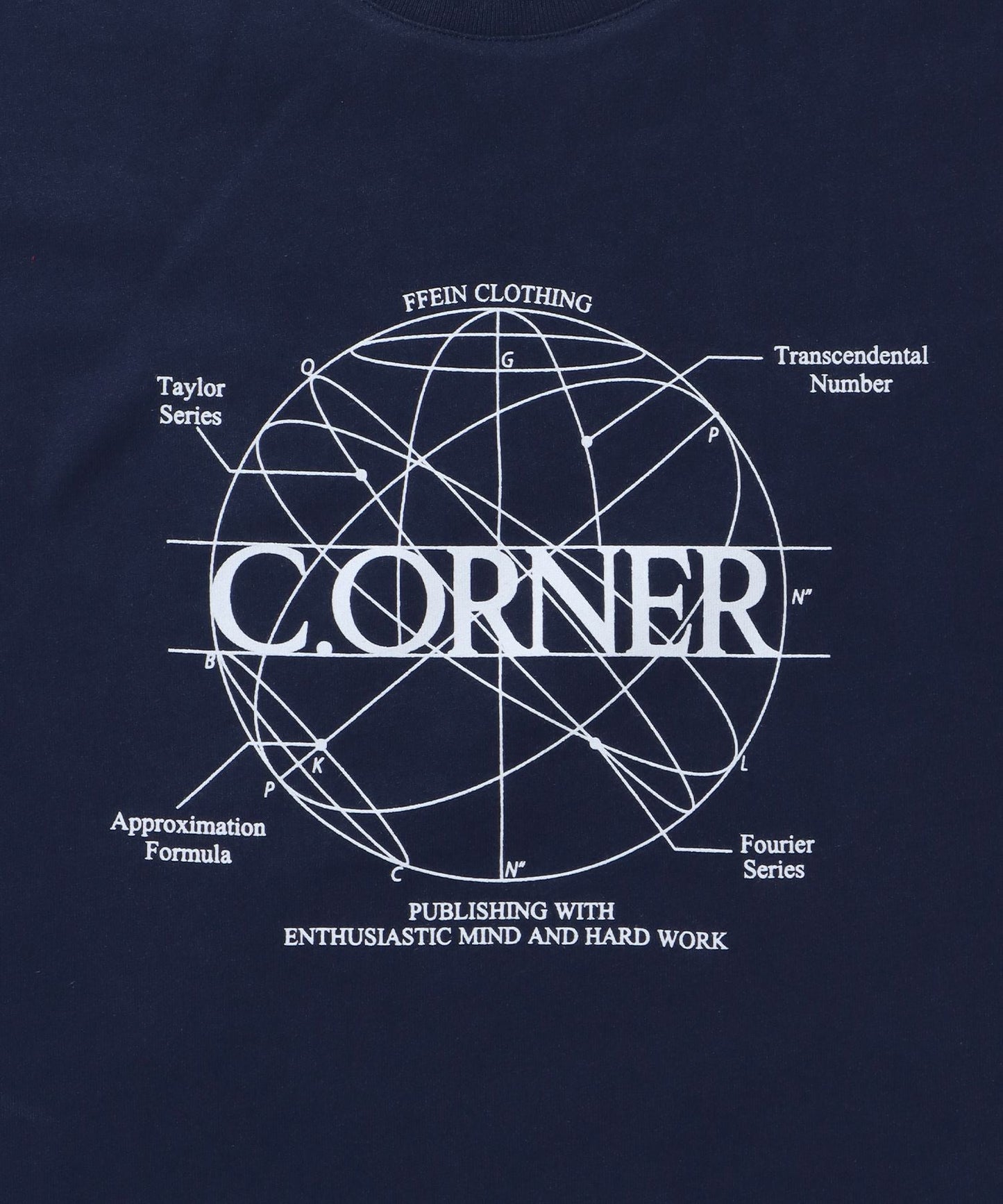 サークルアート線画プリントTシャツ / 男女兼用 レギュラーサイズ ワンポイント シンプル アートT ネイビー