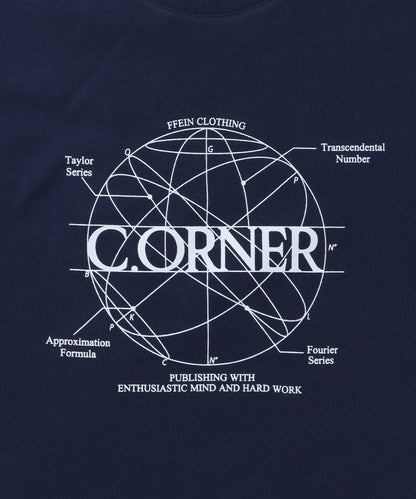 サークルアート線画プリントTシャツ / 男女兼用 レギュラーサイズ ワンポイント シンプル アートT ネイビー